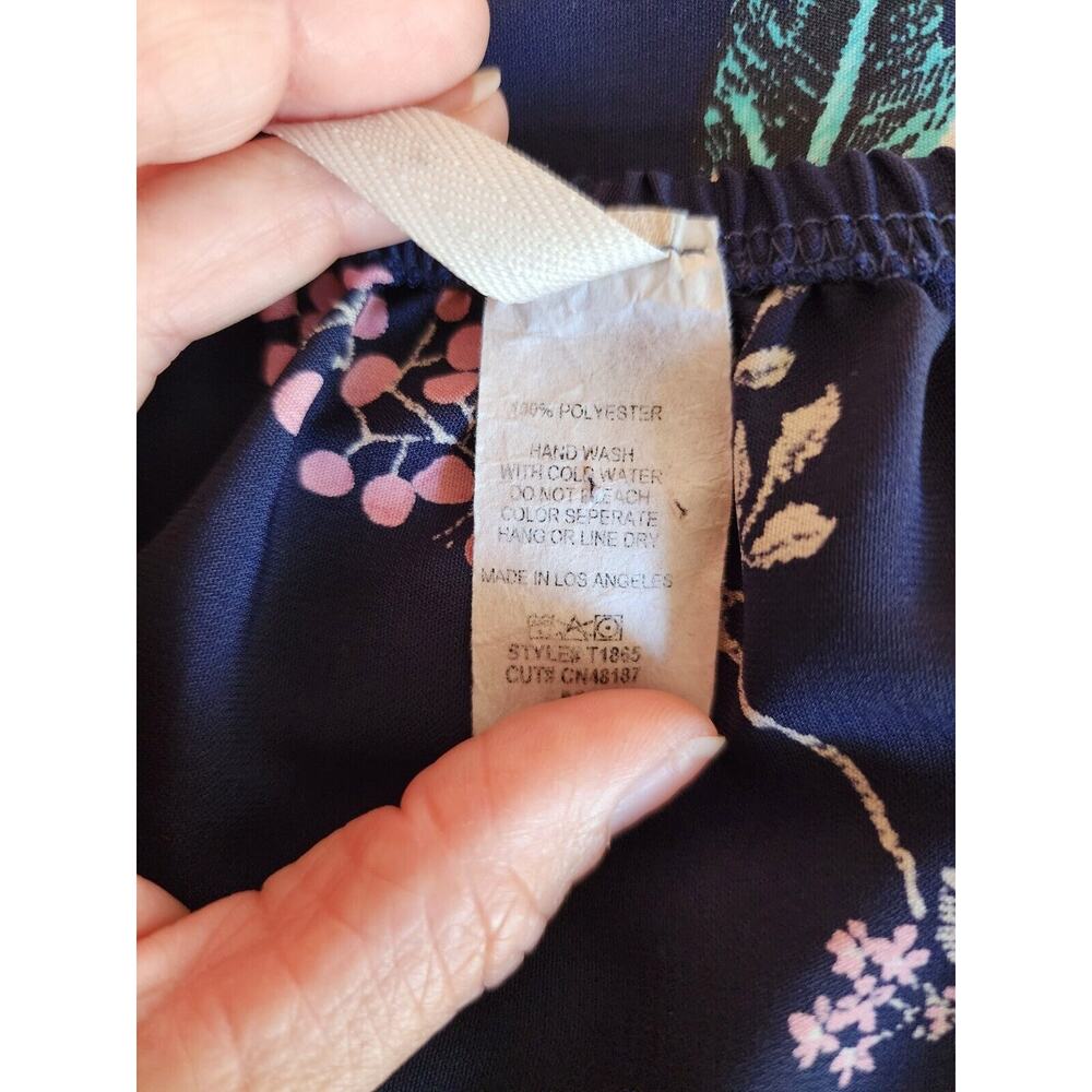 LILYPAD Blue Floral Off the Shoulder Long Tunic Blouse Split Sleeve Size L - Picture 6 of 7